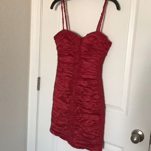 BCBG Maxazria Fitted Stretch Metal Taffeta Dress